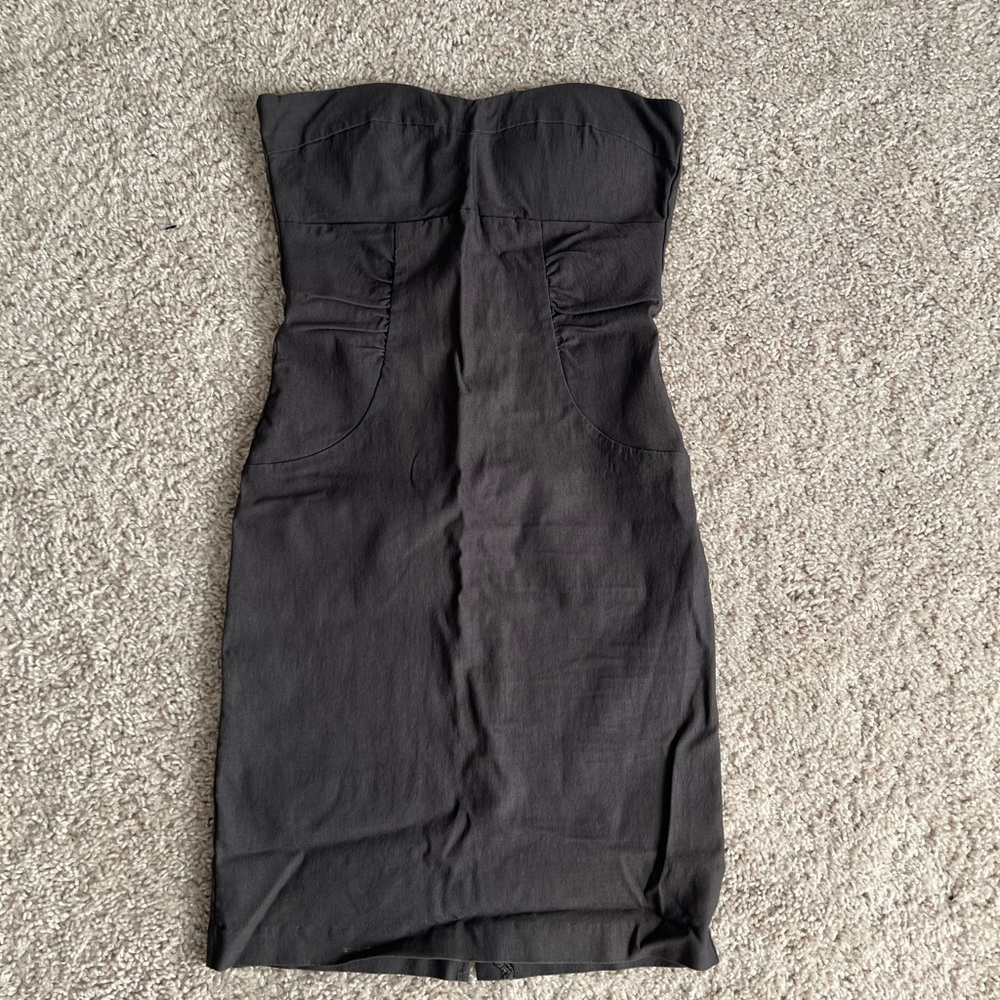 Gray strapless bodycon dress